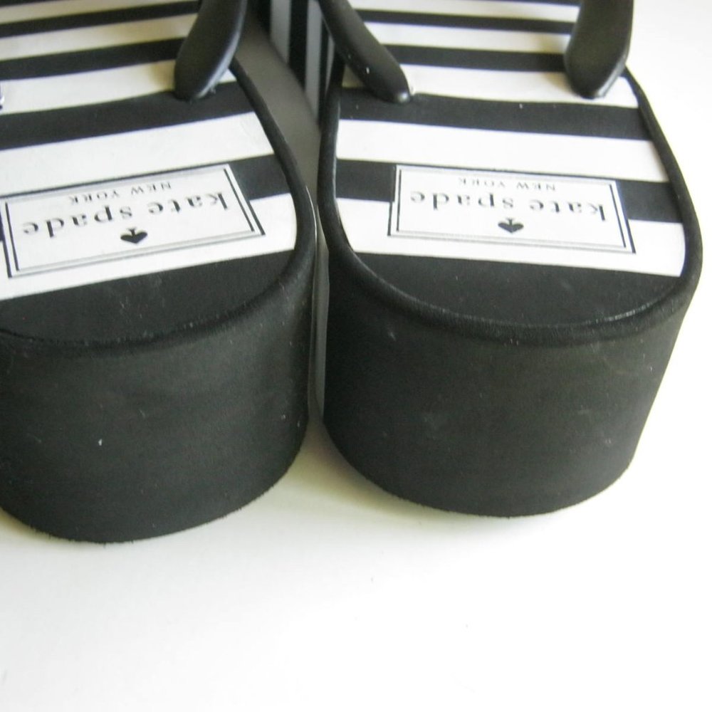 KATE SPADE Womens Black & White Striped Flip Flops - Picture 5 of 10